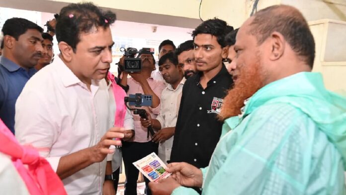 Jubilee Hills Bye-Election KTR Distributes 'Bakayi Card' in Shaikpet, Targets Congress