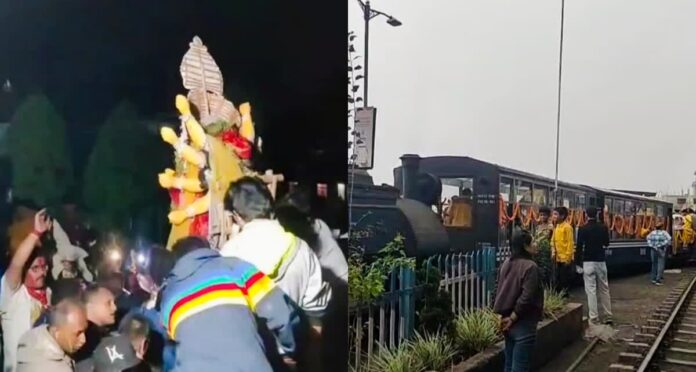 Darjeeling toy train Durga procession