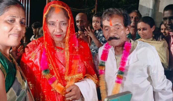 Elderly man marries younger woman
