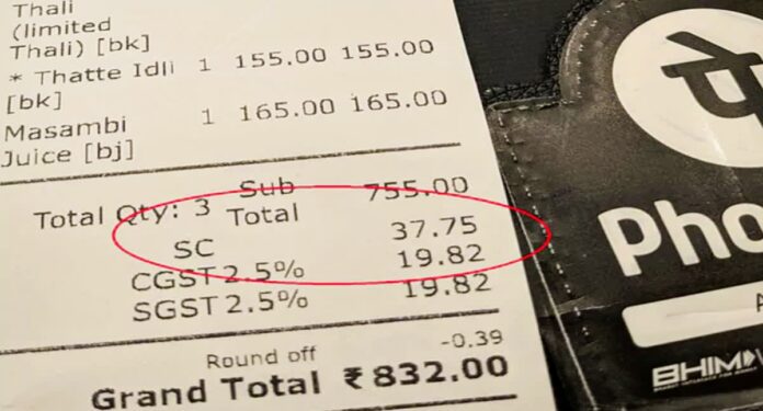 Illegal restaurant service charges