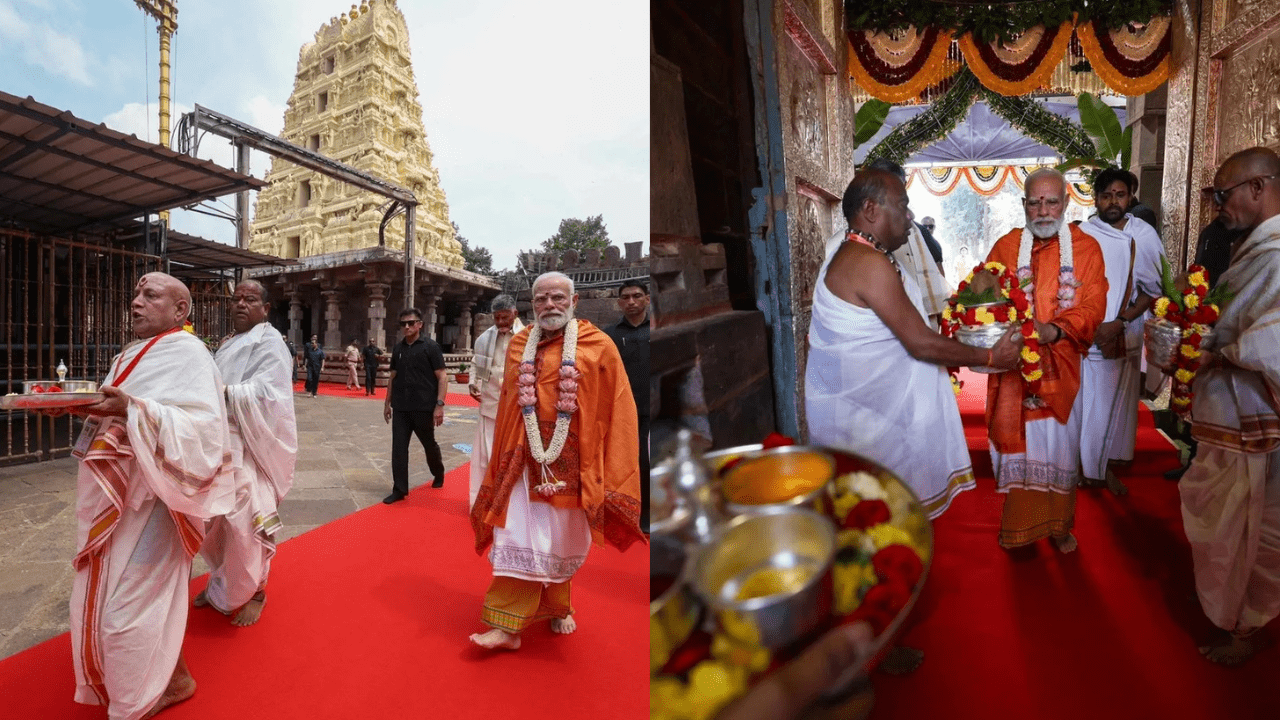 PM Srisailam Temple pics